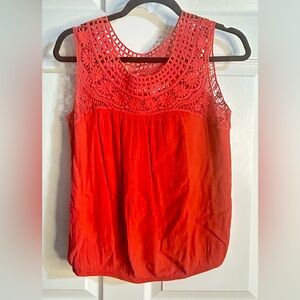 Max Studio Coral Crochet‎ Tank Top Sleeveless Summer Blouse Small S